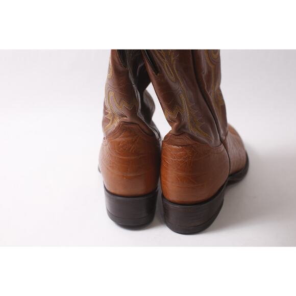 Tony Lama Men\'s 10 1/2 D Brown Leather Western Boots with Decor ~ 260212-WH 971 main image 6